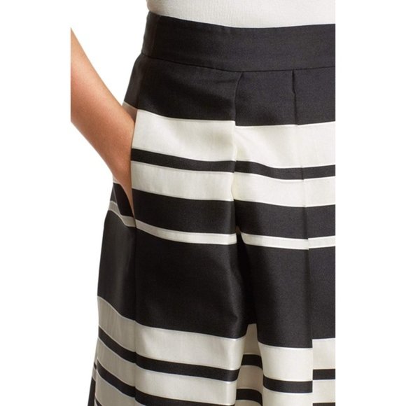 EUC Authentic Kate Spade Organza Black & White Striped Pleated Skirt - Picture 4 of 12